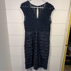 Adrianna Papell Tiered Cocktail Dress Women Sz 8 Navy‎ Blue Event Formal Wedding